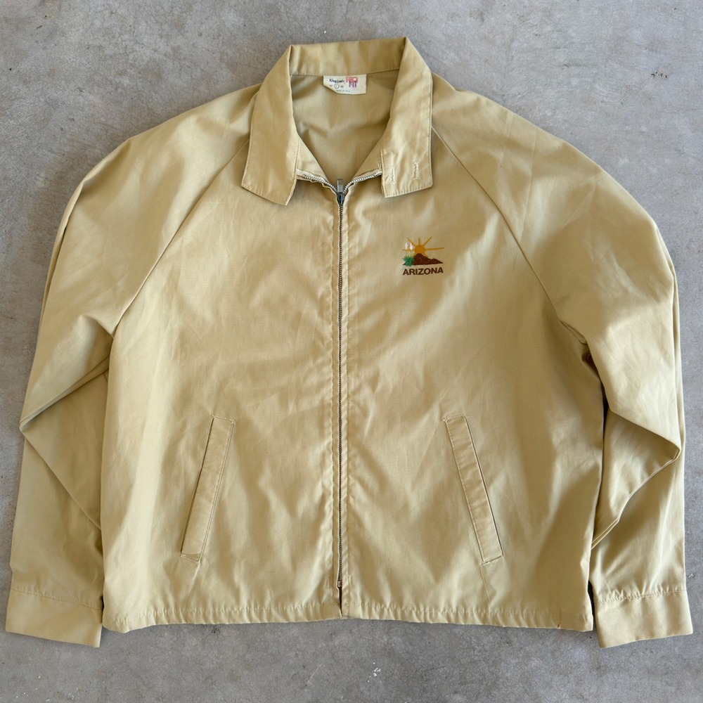 Vintage King Louie Pro Fit Arizona Jacket Mens Large Tan Windbreaker USA Made